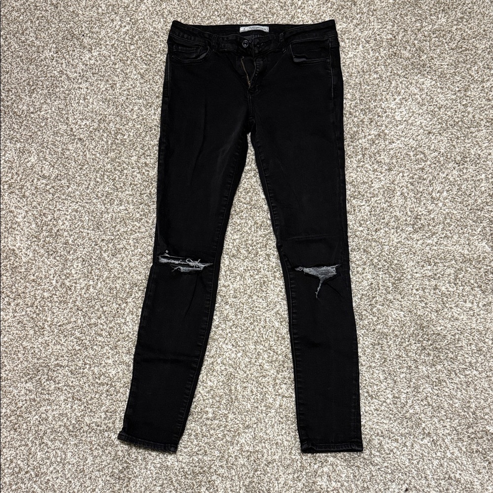 Abercrombie & Fitch Black Ripped Skinny Jeans